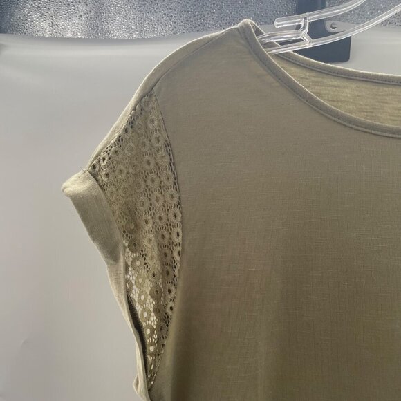 Shein Womens Blouse Short Crochet Sleeve Size Medium Light Green New - Picture 2 of 12